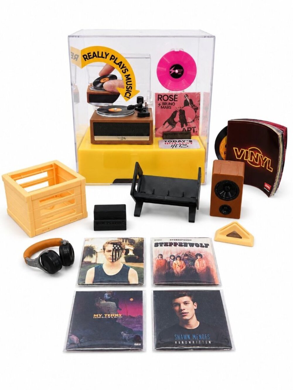 ZURU Mini Brands Vinyl Really Works Record Player 5 Records Full Accessory Set